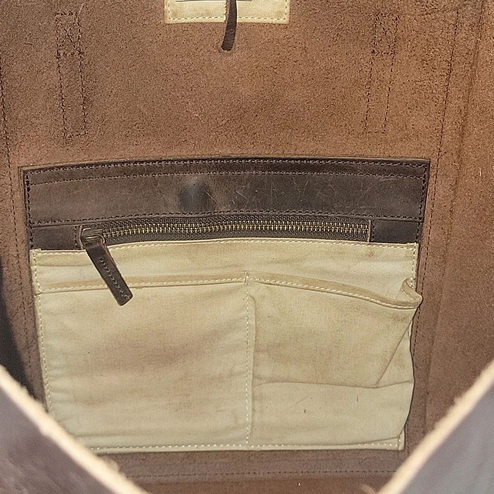 Large Baseballism Classic Brown Leather Tote Bag
